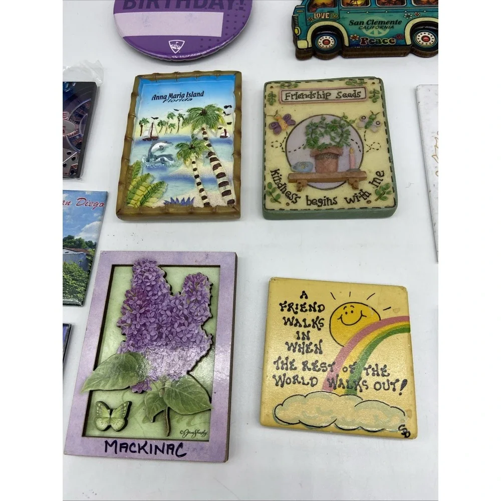 Souvenir Refrigerator Magnet Lot Of 13 Las Vegas Cayman Islands Mackinac Cali